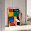 vibrant Bauhaus poster bold blue red shapes timeless design sizes art print perfect space unframed edition captivating