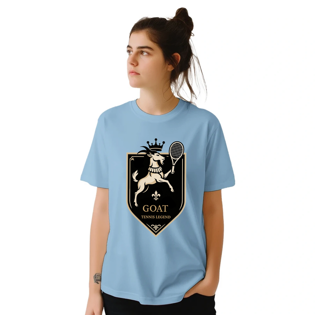 T-shirt Tennis Legend GOAT2, ideal para fãs de ténis, confeccionado em algodão premium para conforto superior