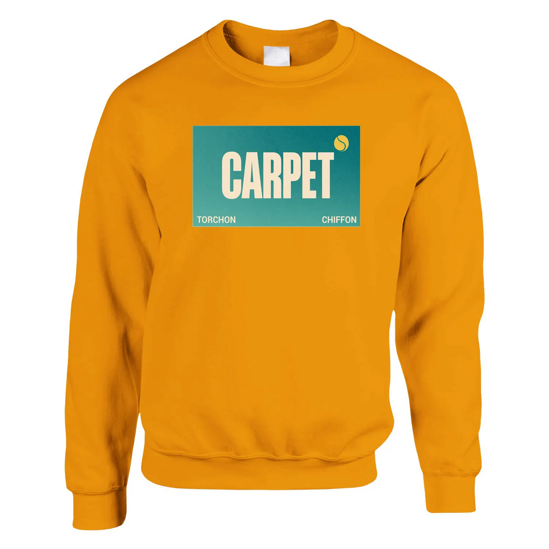 Sweater Torchon Chiffon Carpet Tennis, unissex, confortável e durável, feito de 50% algodão e 50% poliéster, com punhos em ma