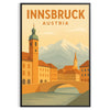 Affiche Innsbruck paysage alpin style vintage avec tons verts et bruns