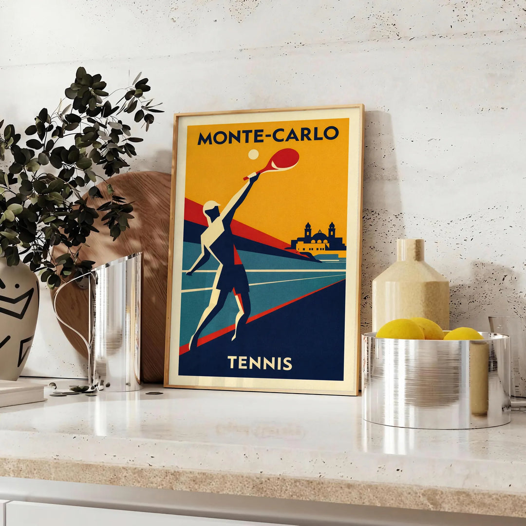 Stilvolles Poster von Monte Carlo Monaco Tennis, erhältlich in verschiedenen Größen, bringt Eleganz und Sportlichkeit in jede
