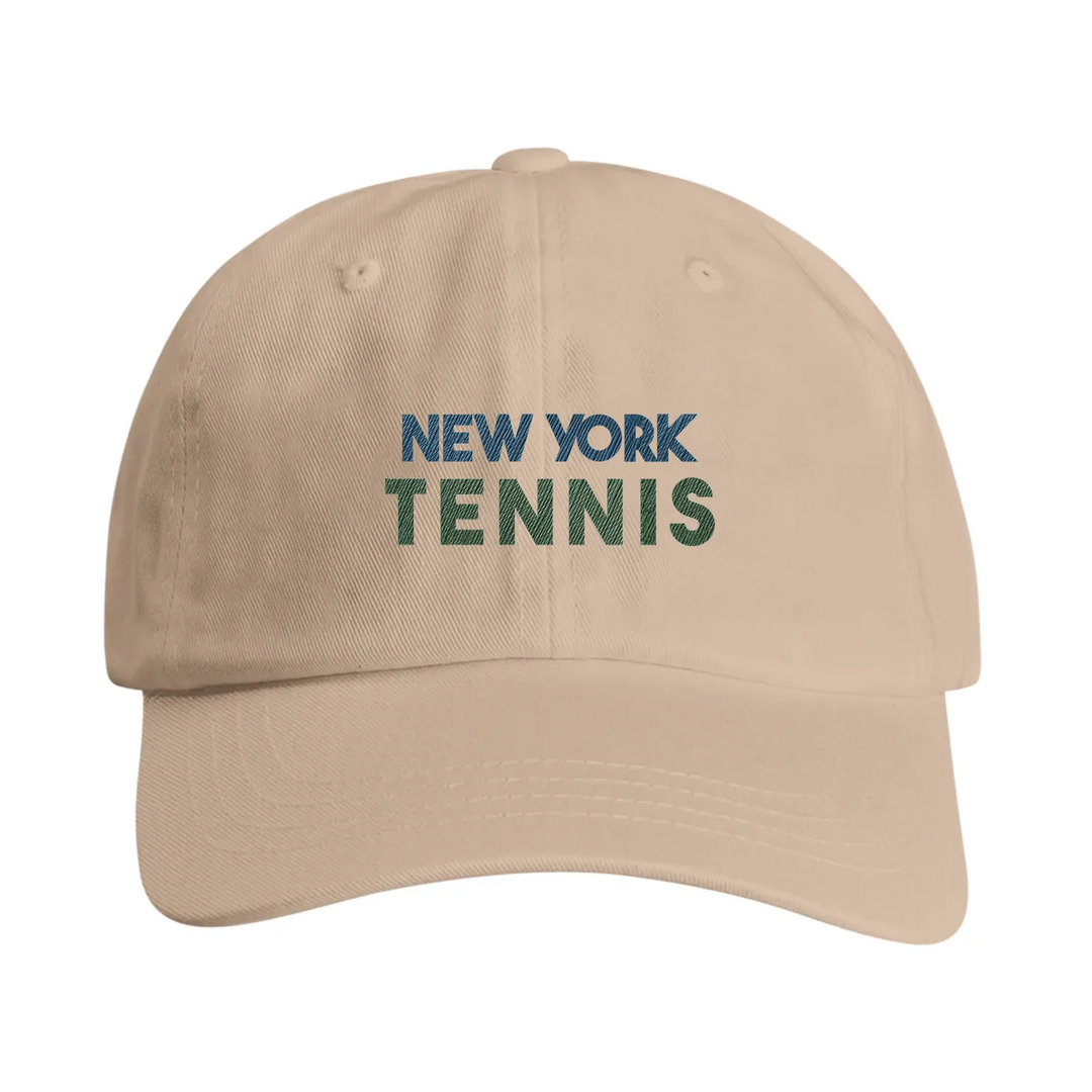 Vintage broderad New York Tennis 2-design på bomullskeps, låg profil