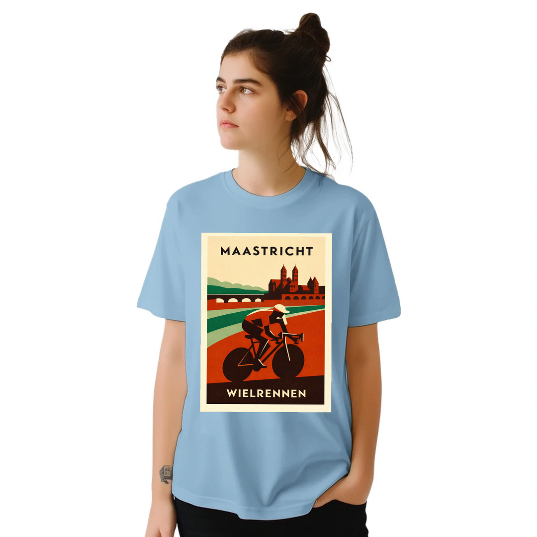 T-shirt T - shirt Maastricht Pays Bas idéal passionnés cyclisme design unique paysages néerlandais parfait sorties vélo moments détente style confort coton première qualité une tenue longue durée