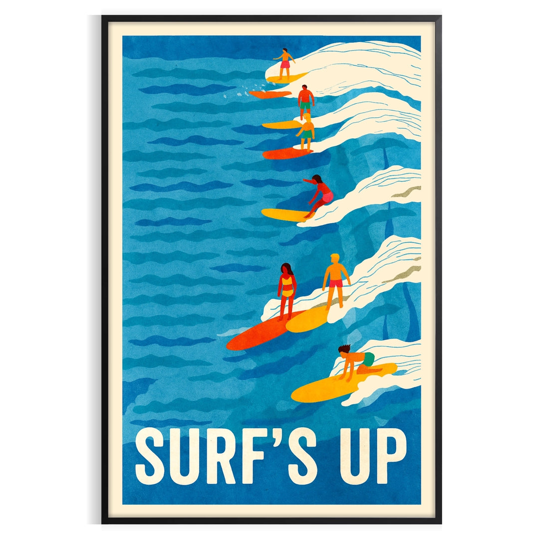 waves stunning Surf Holiday 2 poster gray blue palette artwork perfect beach lovers today vibrant dimensions cm space sanctuary sizes A4 A0