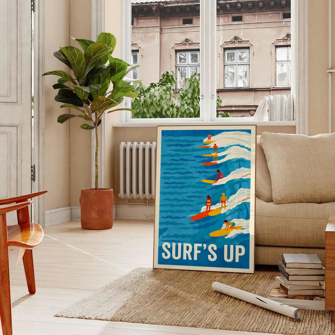 waves stunning Surf Holiday 2 poster gray blue palette artwork perfect beach lovers today vibrant dimensions cm space sanctuary sizes A4 A0