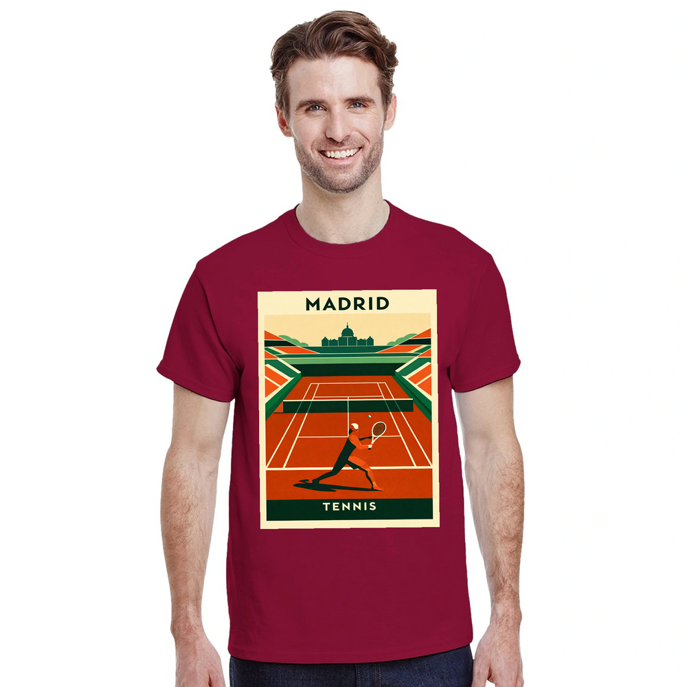 T-shirt style Madrid Spain Tennis T shirt enthusiasts lovers tee sporty flair city pride passion game vibrant culture today high quality cotton durability