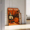 ニューヨークNBAポスター。黒と赤のデザインで、バスケットボールファンにぴったりの壁アート。サイズはA4からA0まで選べます。