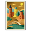 magnifique Affiche vintage Sibiu Roumanie art déco nuances chaudes orange marron murs œuvre originale mesure 50x70 30x40 occasion Acheter pièce unique intérieur disponible option