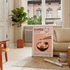 charming Ramen Maneki Neko kitchen poster brown gray hues culinary space sizes perfect addition decor versatile fit