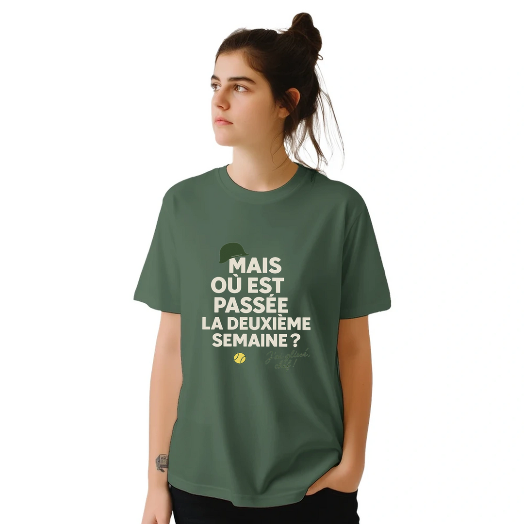 T-shirt ready love tennis stylish Où la deuxième semaine t shirt matches casual outings tee unique design conversation today premium 100 % cotton ultimate comfort