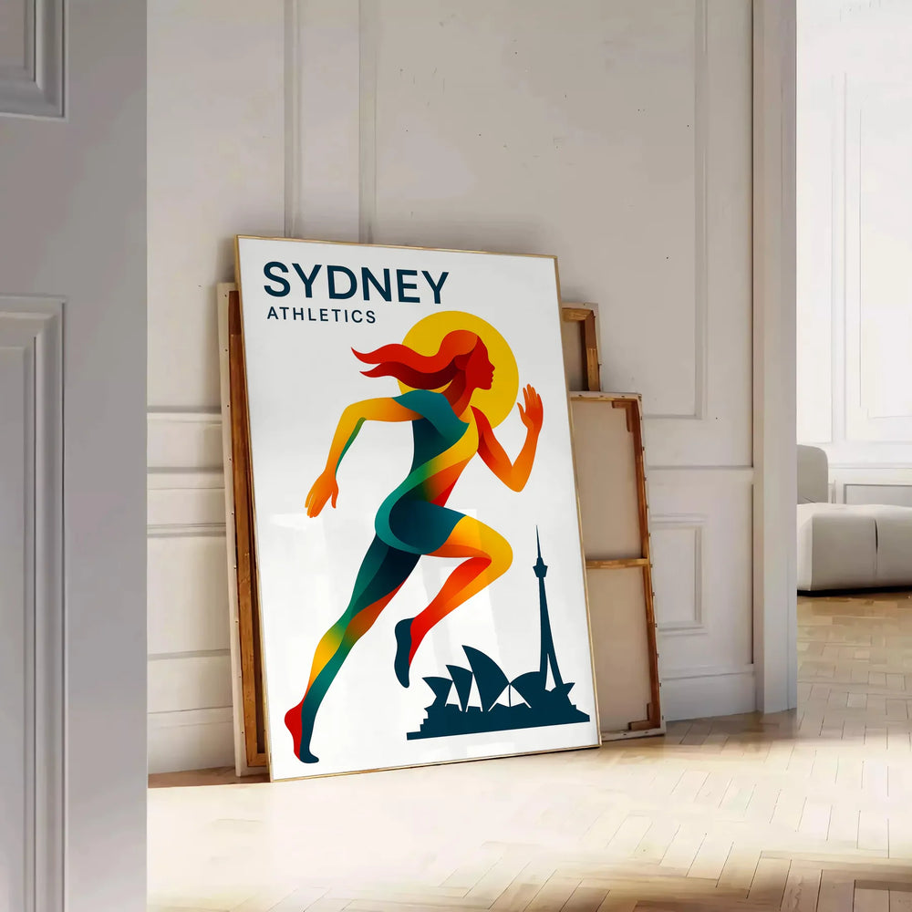 space vibrant Sydney Athletics poster green red tones spirit sport competition sized artwork sports lover today unframed options available
