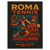 Ρετρό αφίσα τένις Roma, με κομψό σχέδιο σε πράσινους και γκρίζους τόνους. Ιδανική για λάτρεις του τένις, προσθέτει στυλ σε κά