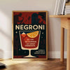 Affiche élégante cocktail Negroni noir gris idéale intérieur disponibles 30x40 incontournable déco cadre