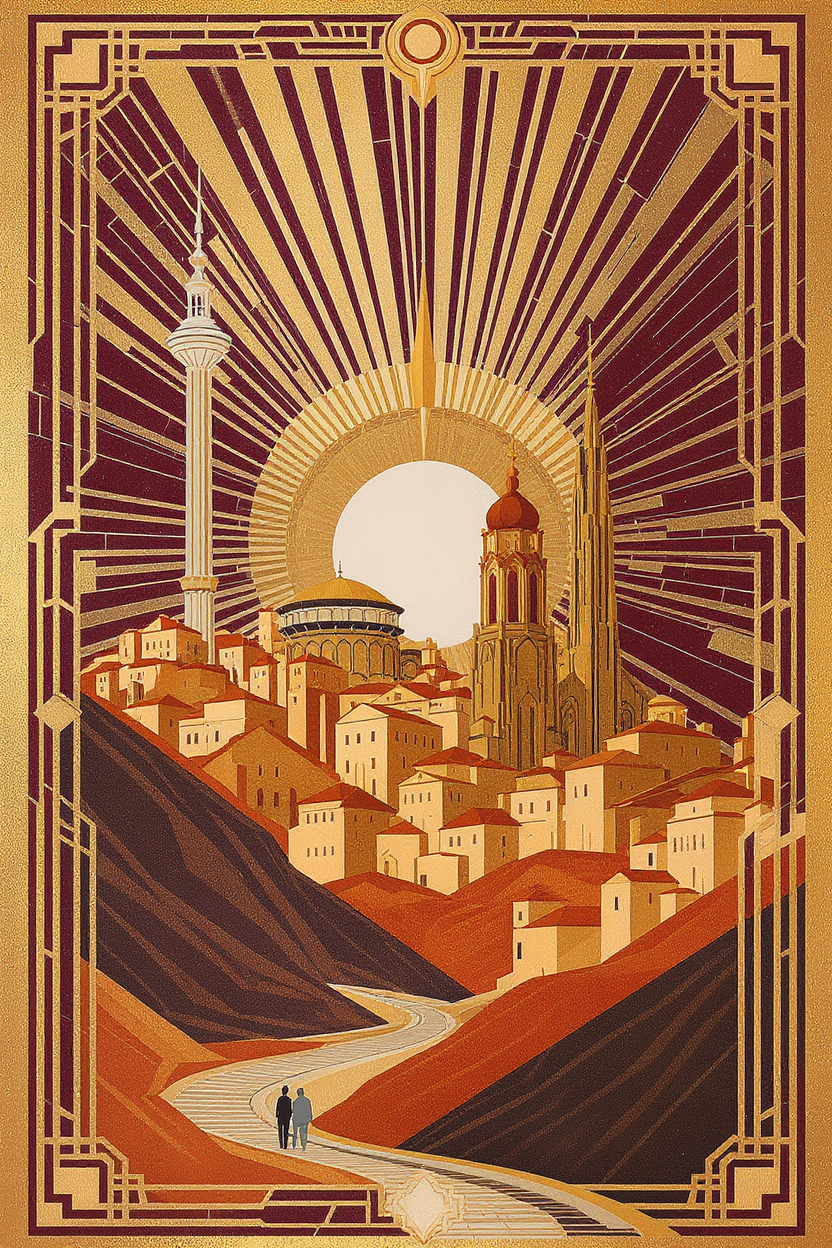 Art Deco poster of Andorra la Vella, vibrant and stylish wall art