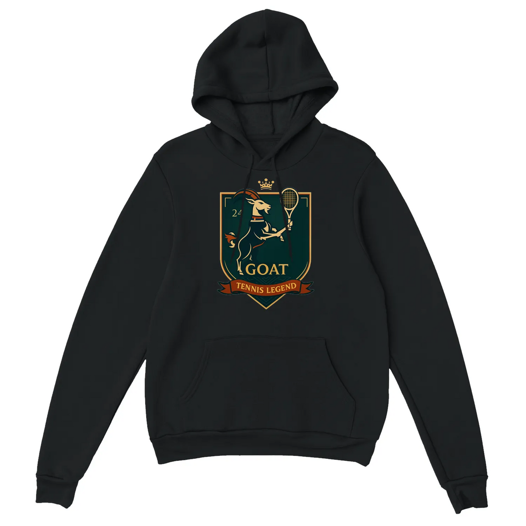 Hoodie Tennis GOAT Nole ar mīkstu audumu, kapuci un priekšējo kabatu, ideāls komfortam un stilam