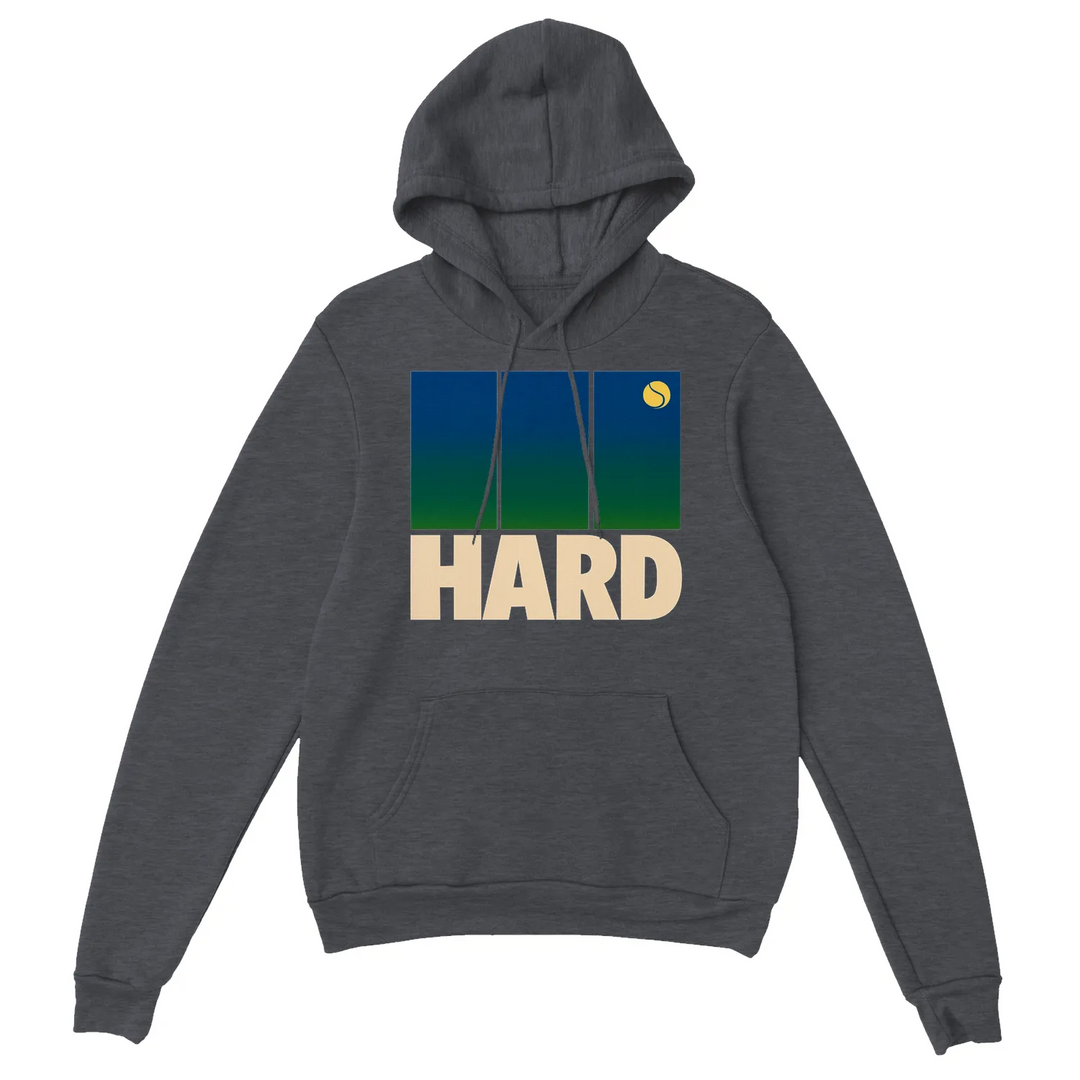 Hoodie Hard Tennis 32, um pullover confortável de mistura de algodão e poliéster, com capuz forrado, cordão combinado e bolso
