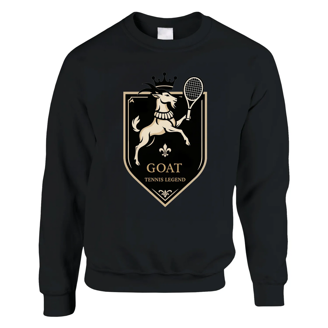Sweater Tennis Legend GOAT un sweat - shirt unisexe épais doux 50 % coton polyester confort exceptionnel grâce à filature jet air coutures tricot tricoté élasthanne une coupe classique impeccable