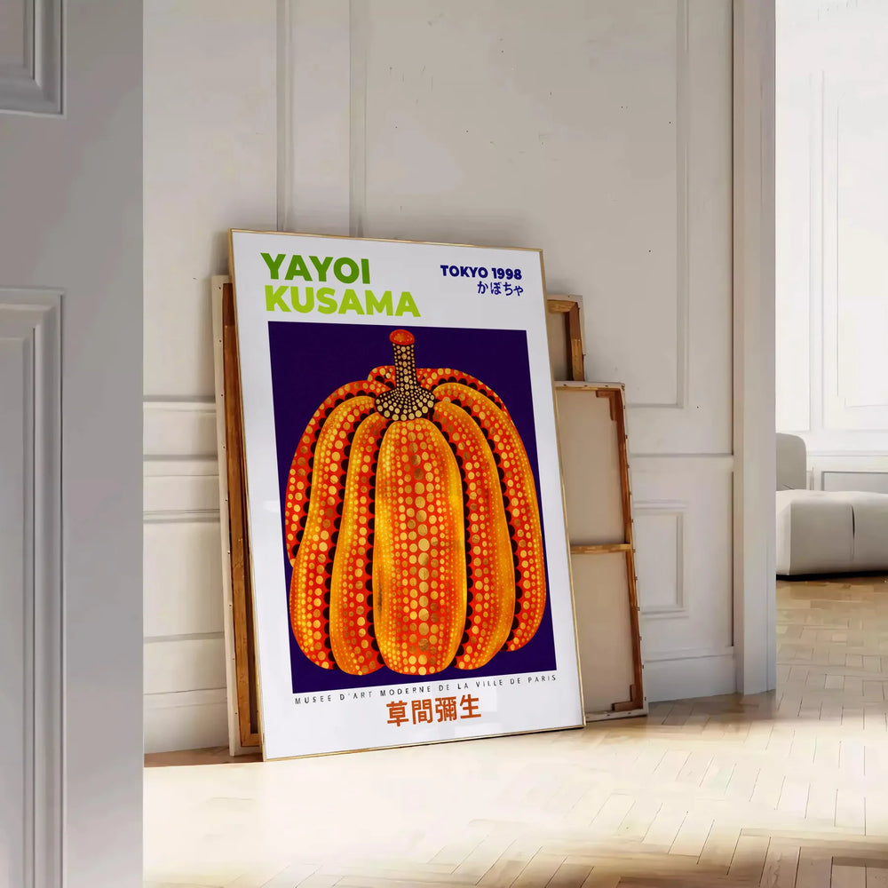 touch vibrant artistry space Pumpkin Yayoi Kusama Japanese poster red black hues dimensions stunning piece perfect art lover decor available