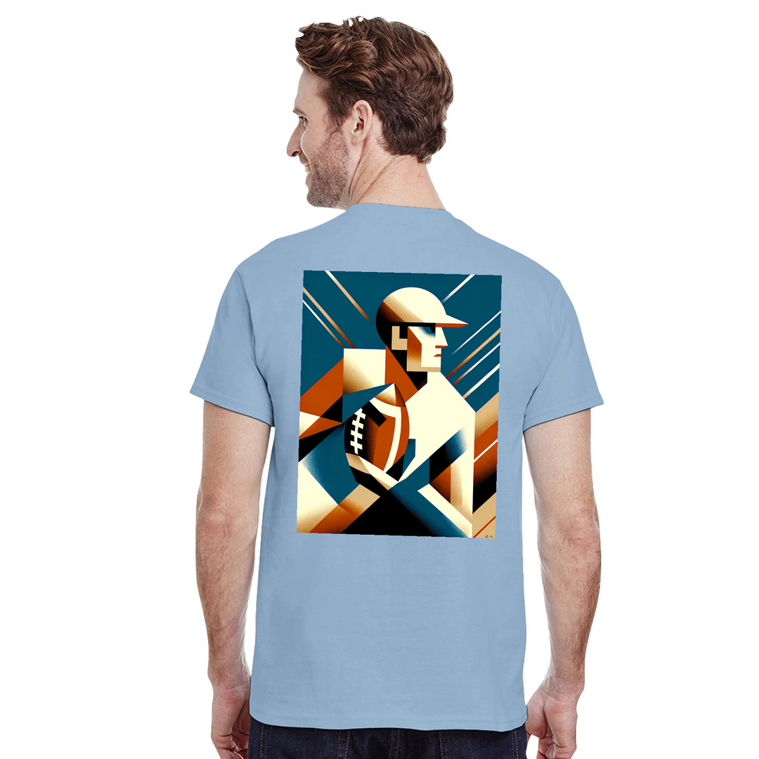 Amerikāņu futbola t-krekls ar drosmīgu dizainu, ideāli piemērots spēlētājiem un faniem. Izgatavots no augstas kvalitātes kokv