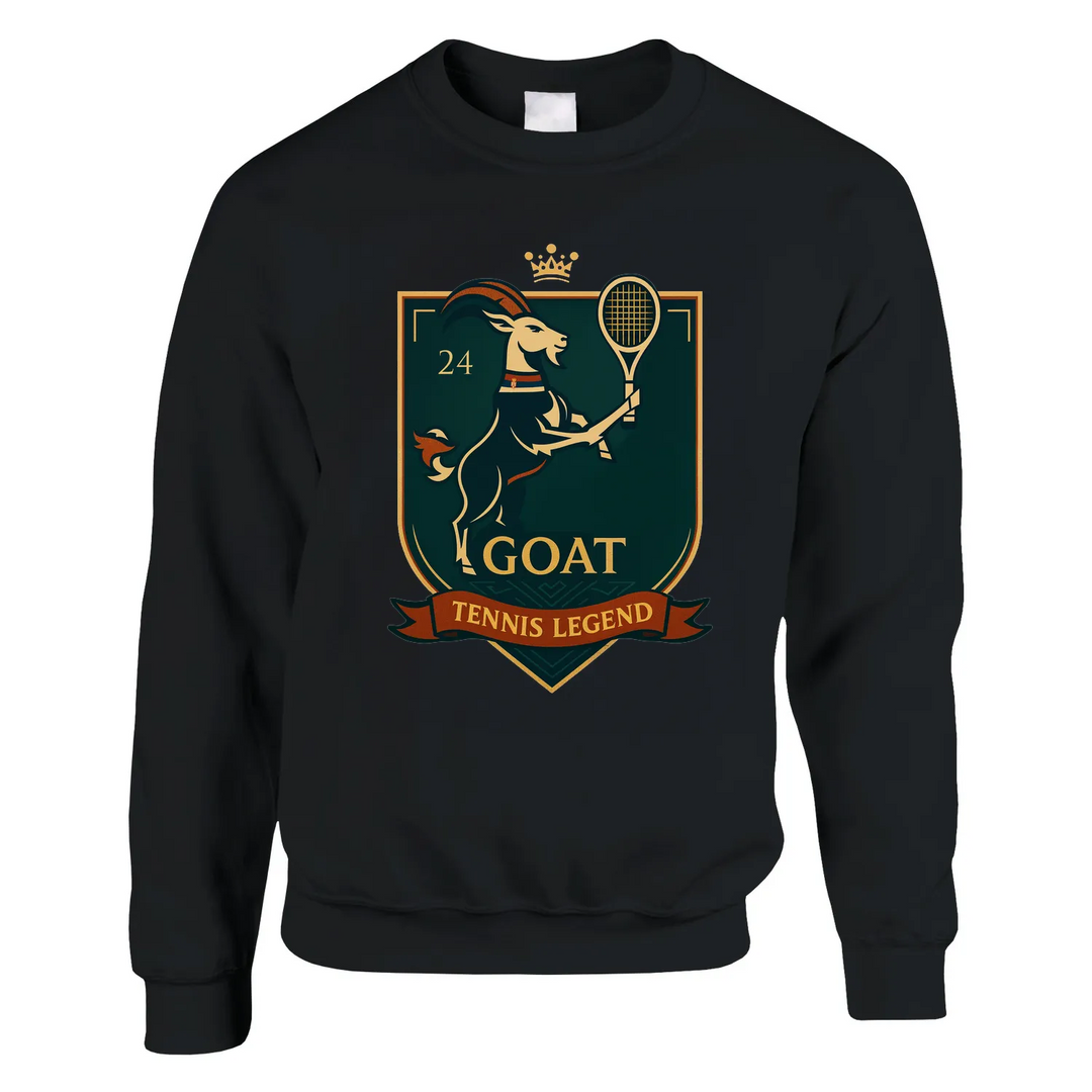 Maglione Tennis GOAT Nole, unisex, in cotone e poliestere, morbido e resistente, taglio classico e confortevole