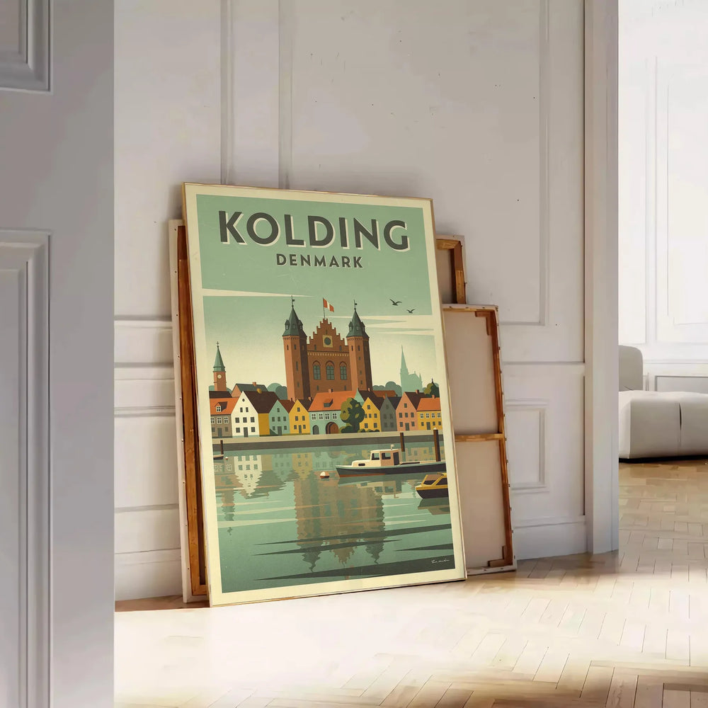 Kolding, Denmark Art Déco vintage poster in gray and green