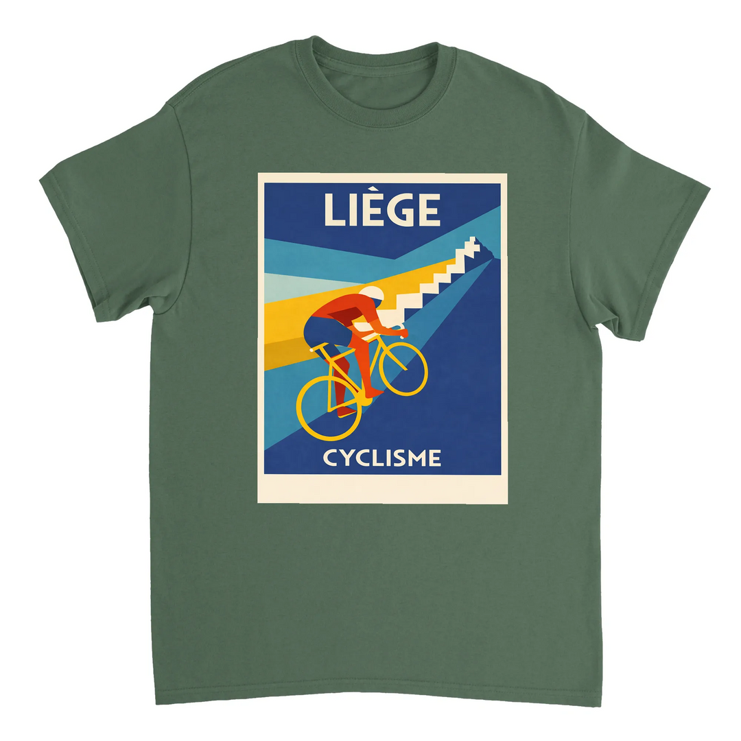 T-shirt Liège Belgium Cyclisme, ιδανικό για ποδηλάτες και καθημερινές εμφανίσεις, διαθέσιμο σε S, M, L, XL, XXL