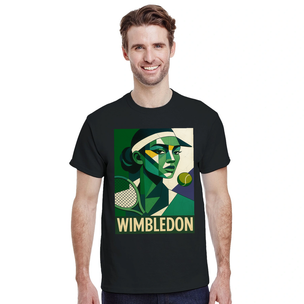 T-shirt style Wimbledon Cubist Tennis T shirt unique tee vibrant design spirit game enthusiasts fashion lovers wardrobe today passion sizes S M L XL XXL