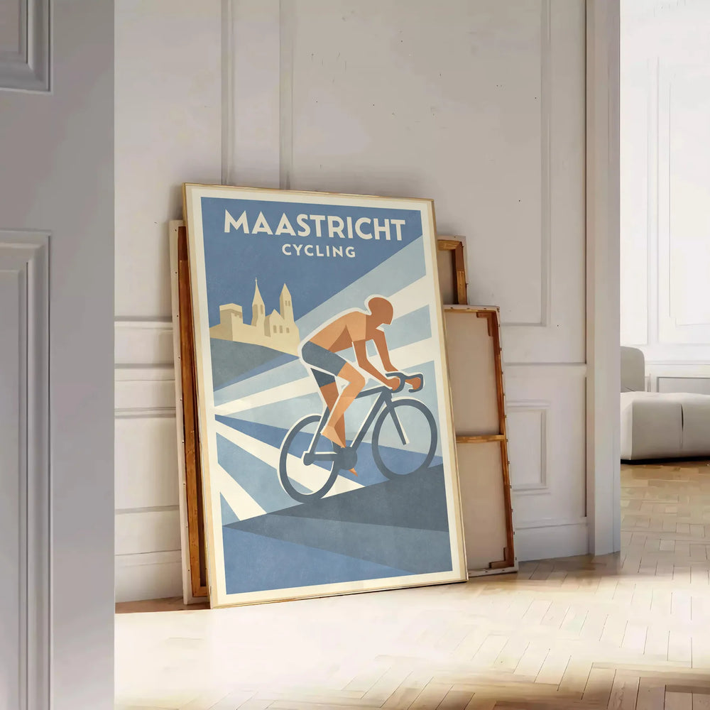 space stunning Maastricht Pays Bas Cycling poster striking gray orange design enthusiasts art lovers wall piece passion A4 cm A0
