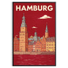 Plakat w stylu Art Deco inspirowany Hamburgiem, Niemcy. Idealny do każdego wnętrza, dostępny w rozmiarach 50x70 lub 30x40