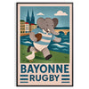 stunning vintage art deco rugby poster charming kid elephant Bayonne delightful artwork spirit vibrant detail perfect addition space dimensions cm decor unique print sizes A4 A0