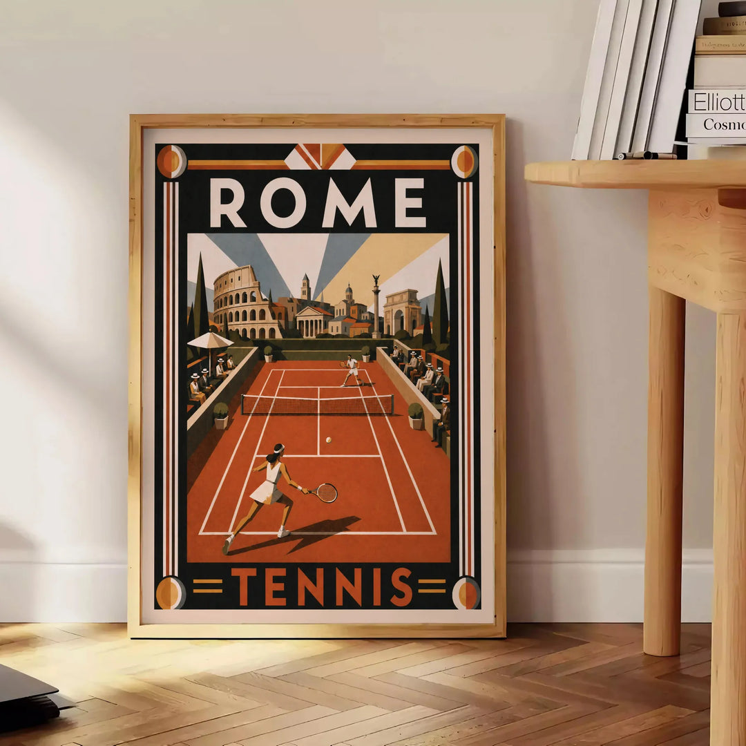Roma Tennis 4 un élément essentiel décoration couleurs noir orange une touche dynamique intérieur disponibles 30x40 poster captivant passion cadre