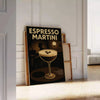 Affiche élégante thème espresso martini nuances sophistiquées noir gris prête espace pièce unique disponible dimensions cm A4 A0