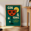 Affiche captivante teintes orange vert idéale amateurs gin tonic pièce unique une touche rafraîchissante décor formats A4 cm A0