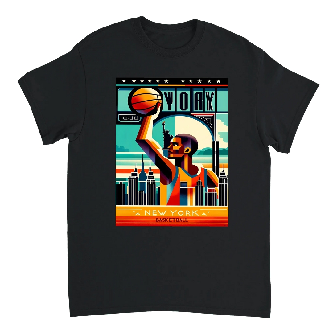 ニューヨークのバスケットボールをテーマにしたTシャツ。快適なコットン素材で、カジュアルな外出や試合の日に最適です。