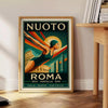 history Swimming Rome poster elegant black brown hues aficionados art culture piece essence aquatic legacy dimensions frame