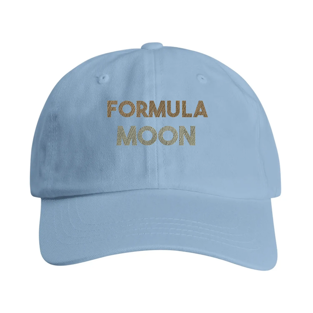 Gorra vintage bordada con motivo luna Fórmula 1, diseño de perfil bajo
