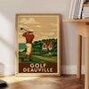 golf poster art vintage Deauville scene rich brown green hues best gift golfers elegant wall sizes prints collection frame