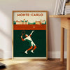 Póster de ténis Monte-Carlo Monaco, design cativante em preto e laranja, disponível em 50x70 ou 30x40 cm, ideal para amantes