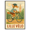 Affiche captivante Kid Fox Lille Cycling une explosion couleurs vertes oranges idéale passionnés cyclisme œuvre format 50x70 30x40 espace ambiance dynamique fun version