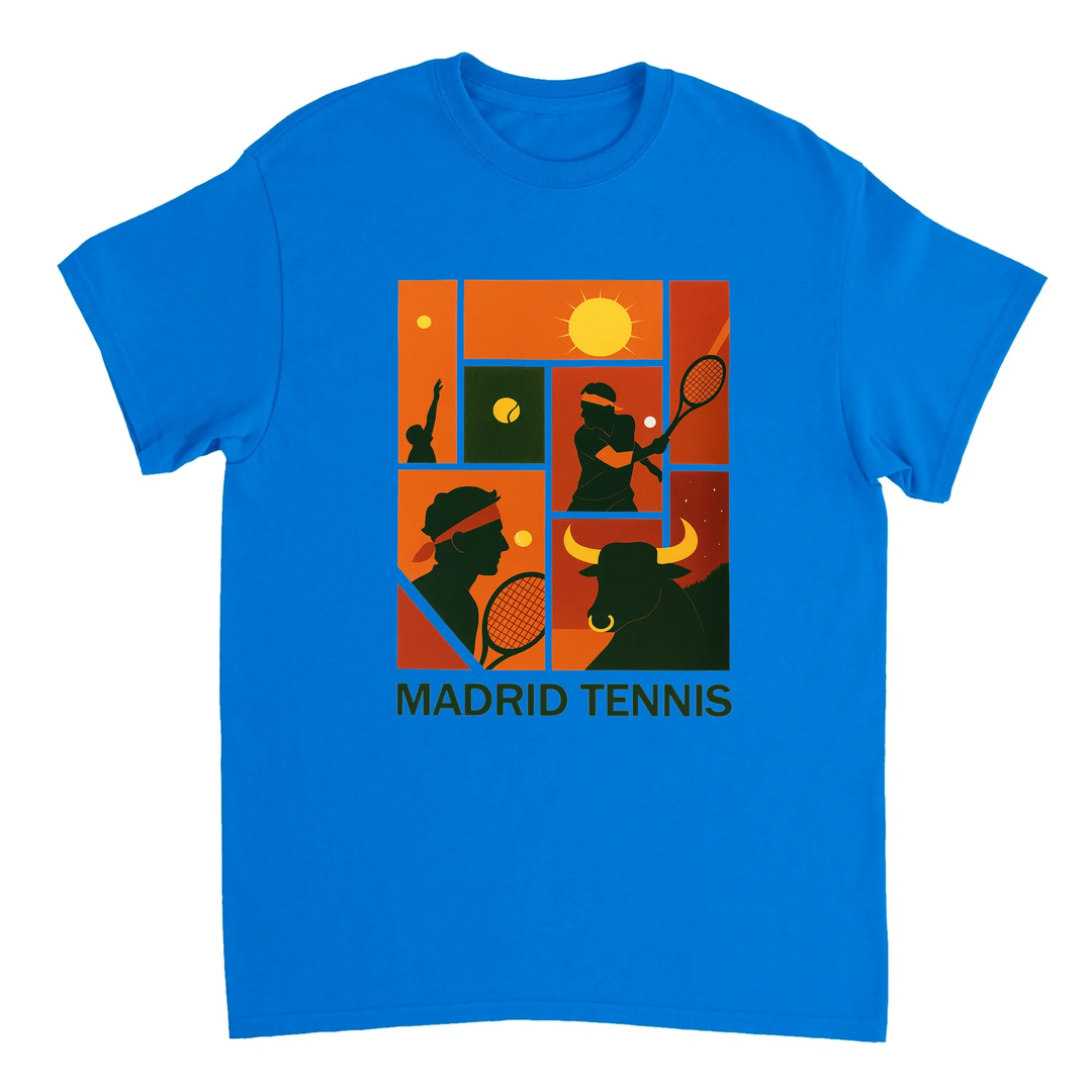 T-shirt game court Madrid Tennis Rafa T shirt striking design tribute legendary Rafael Nadal tee perfect fans players love style favorite sizes available S M L XL XXL