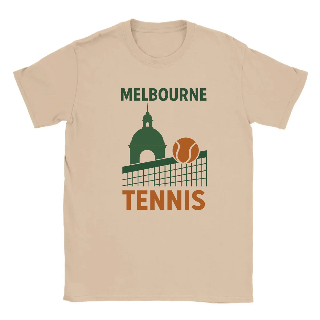 T-shirt exclusivo Tennis Melbourne, perfeito para fãs e jogadores, feito em algodão de alta qualidade para conforto