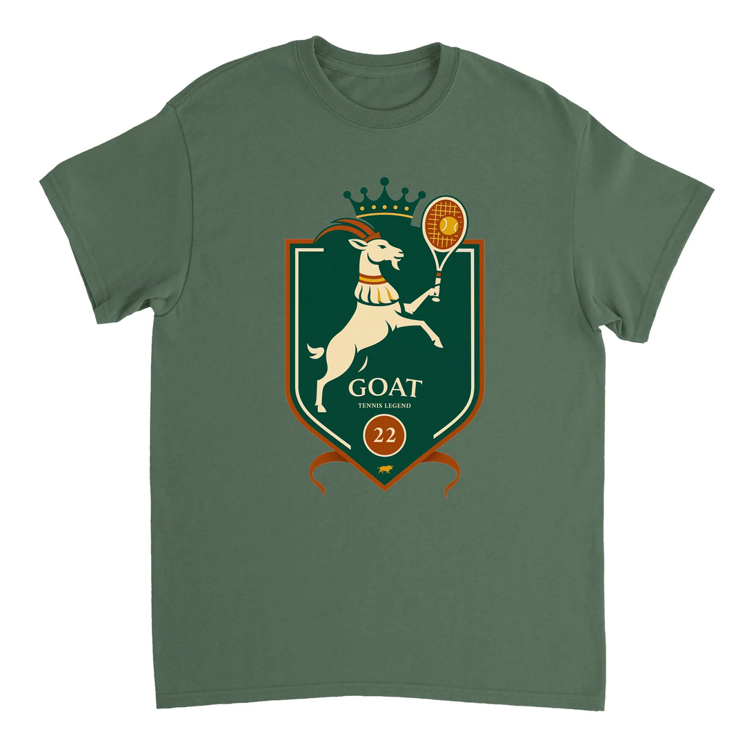 ラファエル・ナダルを称えるテニスGOATのTシャツ。プレミアムコットン製で、快適さを追求した必携アイテム。