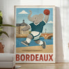 Póster de elefante jugando balonmano en tonos azules y grises, ideal para la habitación de los niños, disponible en 50x70 o 3