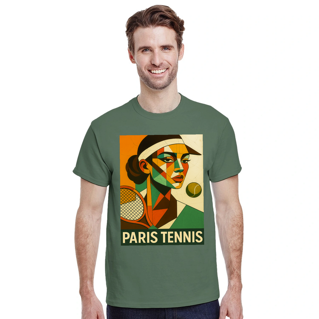 Image Military de Paris Cubist Tennis Tshirt [color:military] [view:front]