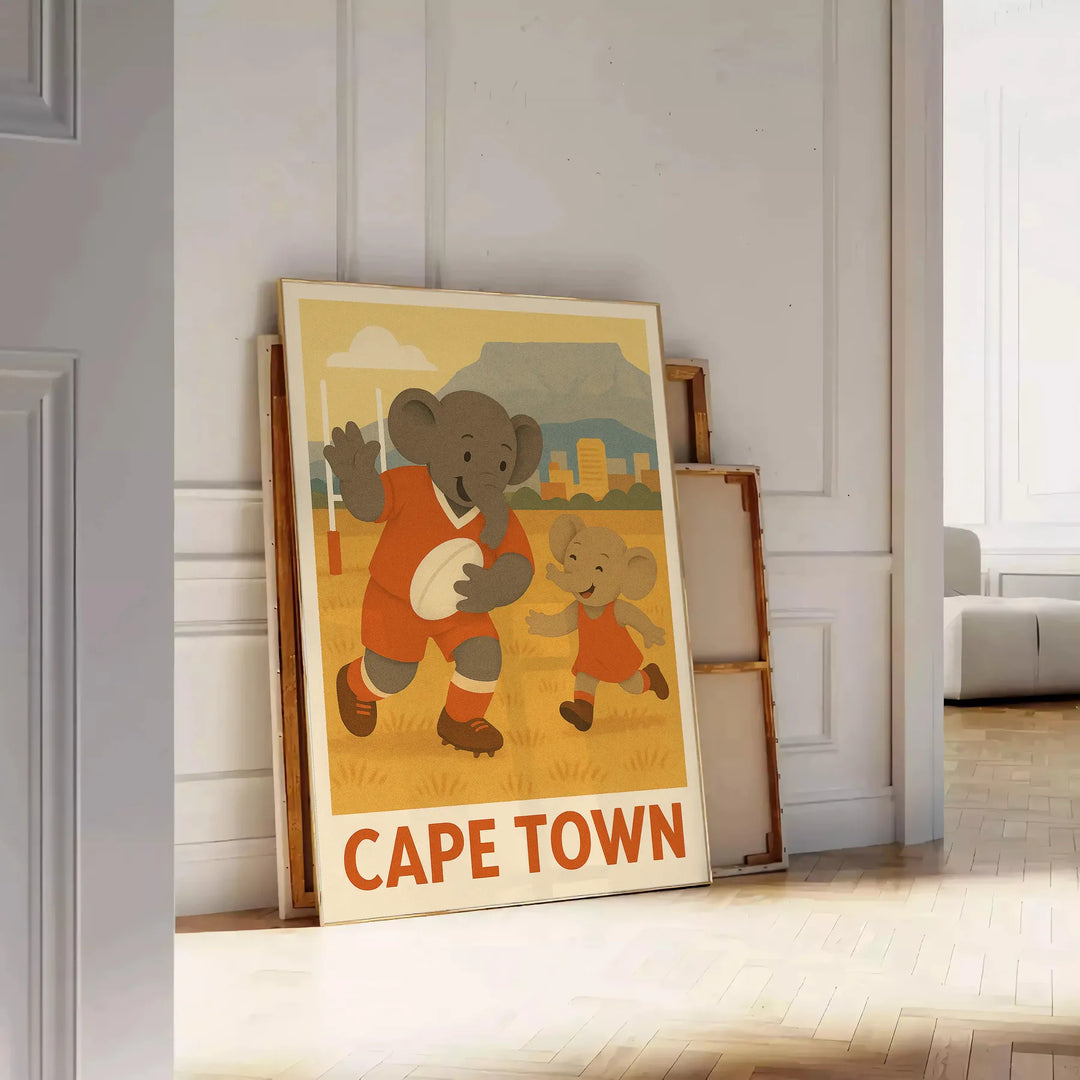  rugby vintage esprit Cape Town design unique Kid Elephant passionnés une touche originalité intérieur Acheter affiche 50x70 cm note sportive déco A4 A0