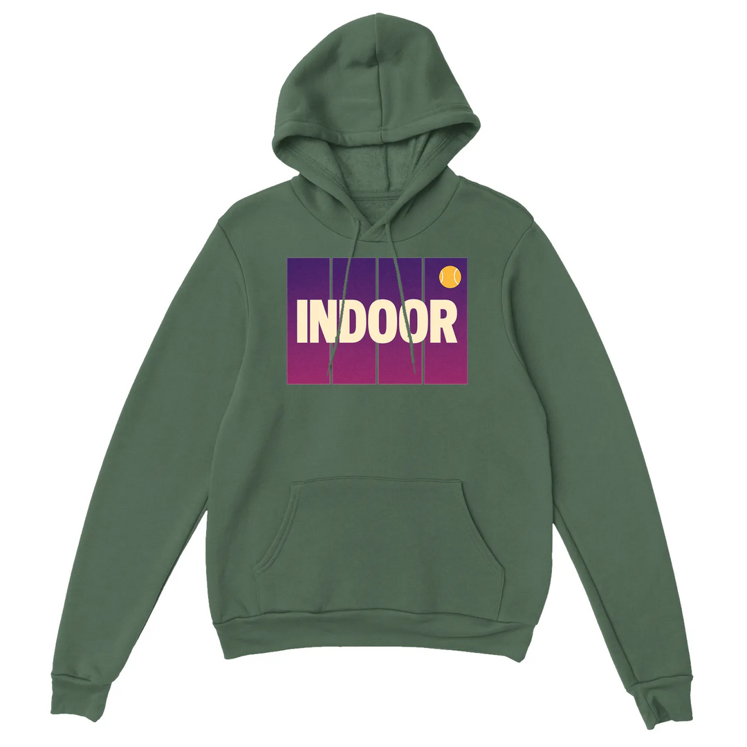 Hoodie de ténis indoor, confortável e estiloso, feito em mistura de algodão e poliéster, com capuz forrado e bolso frontal