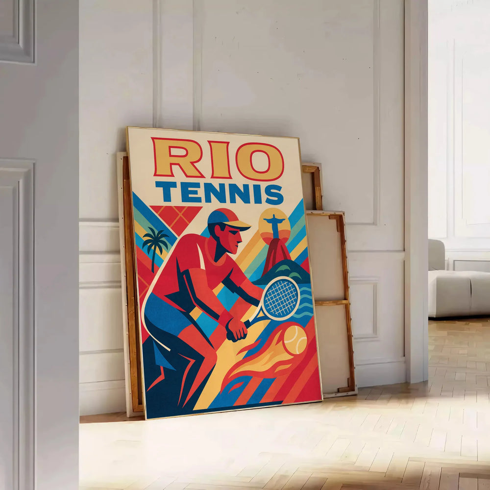 space stunning Rio Tennis Vintage 3 poster captivating blend brown red hues cm artwork perfect addition lovers enthusiasts touch nostalgia decor available