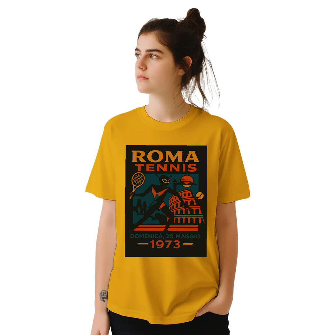 T-shirt Alien Roma Tennis, un capo unico che unisce un tema alieno giocoso alla passione per il tennis, disponibile in divers
