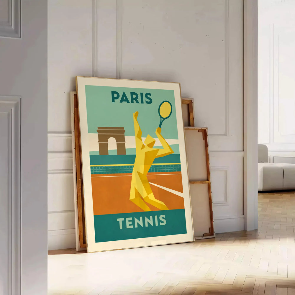 space stunning Paris France Tennis poster vibrant orange sleek gray lover enthusiast eye art piece dimensions cm touch elegance walls A4 A0