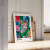 affiche captivante léopard Yayoi Kusama nuances bleu blanc une touche art moderne intérieur passionnés contemporain disponibles A4 cm 50x70 60x80 A0